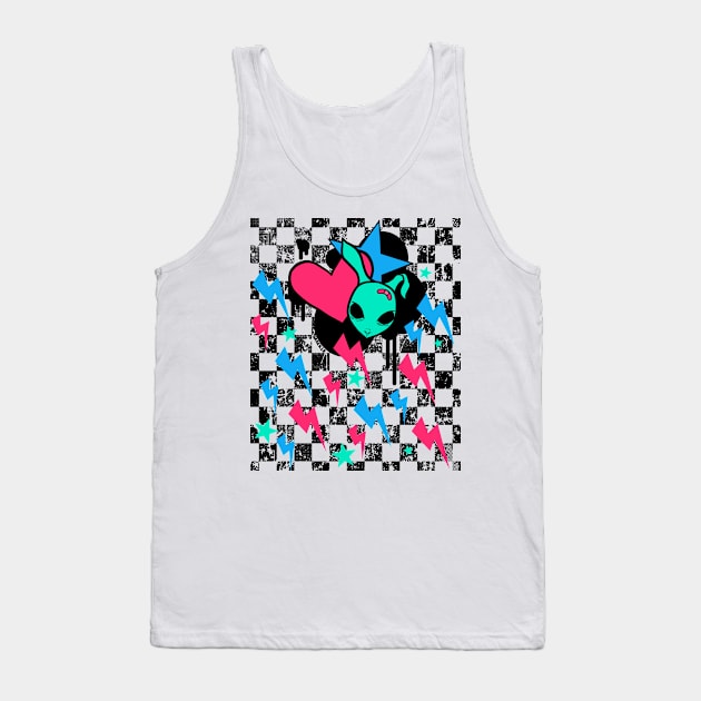 Rock Bunny Checkerboard (Dark Version) Tank Top by Jan Grackle